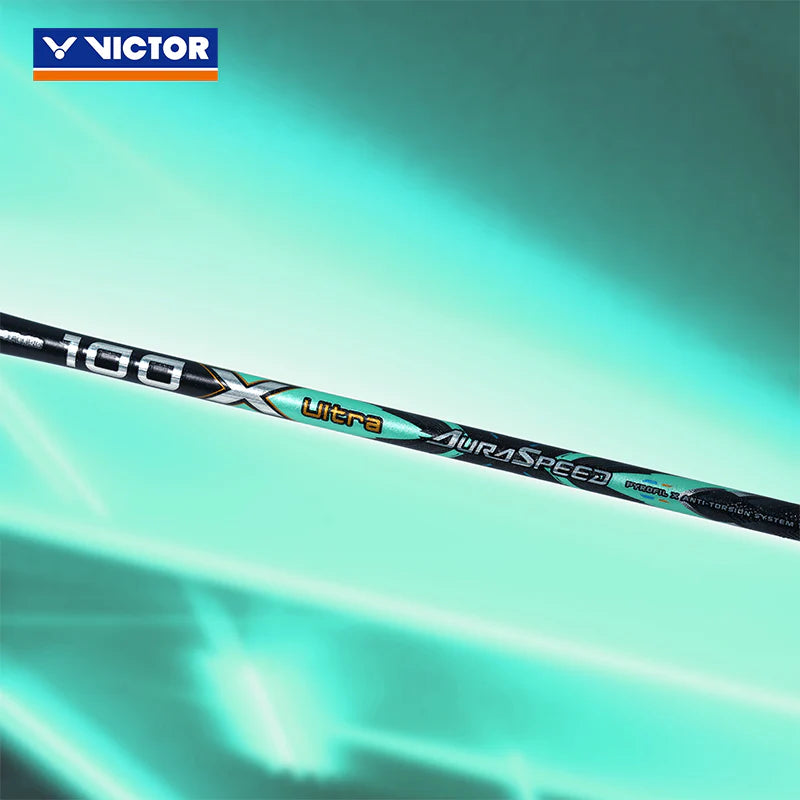 (EOFY SALE) Victor Auraspeed 100X Ultra Badminton Racquet 4UG5 Black/Deep Green