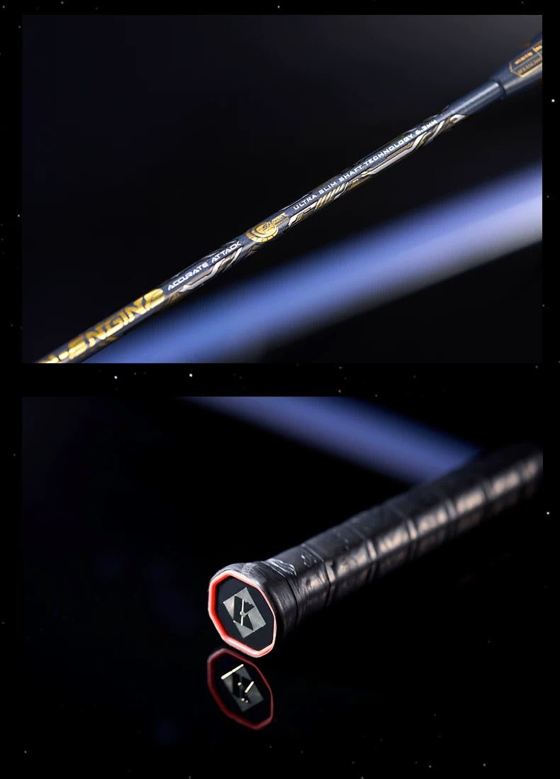 Kumpoo Twin-Engine Badminton Racquet 4UG5 Black/ Gold (All Set)