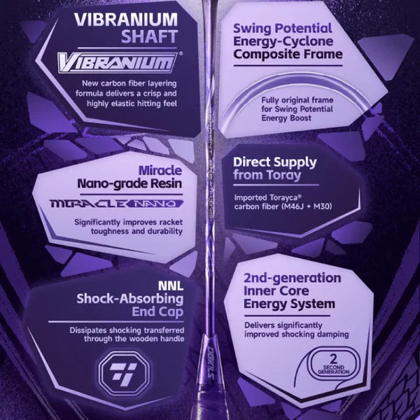 OGKIL Serpent Breathing Badminton Racquet 4UG6 Purple - Attack