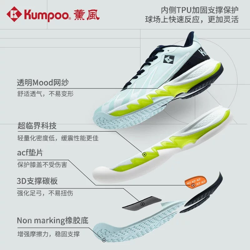 Kumpoo Badminton Shoes KH-G828 Light Blue/Navy Blue