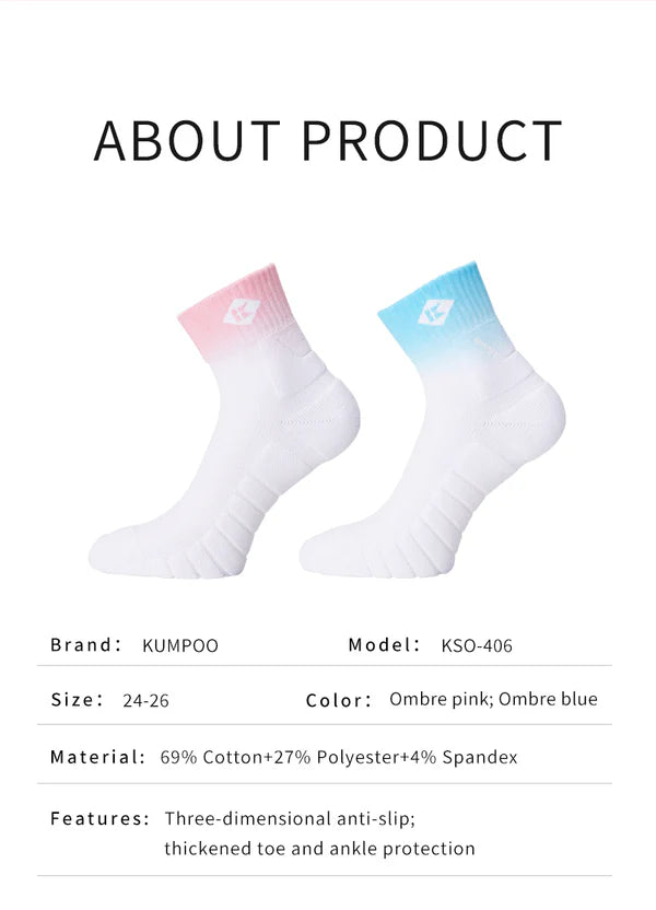 Kumpoo Badminton Socks KSO-406 Ombre Pink