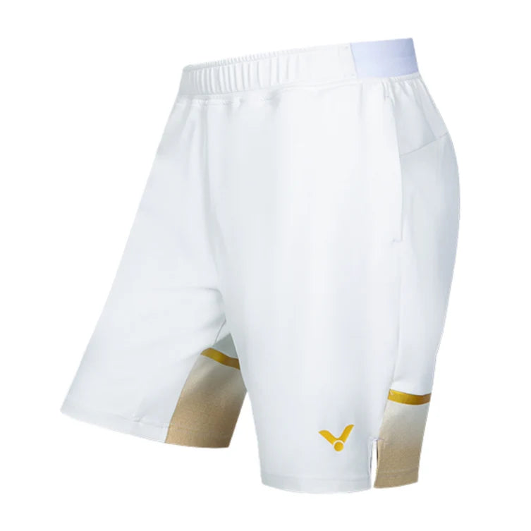 VICTOR x LZJ Collection R-55201 AW Platinum White/Gold unisex knitted shorts