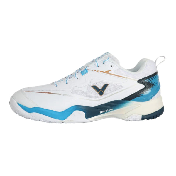 Victor A830NitroLite AF Badminton Shoes White / Mykonos Blue Unisex