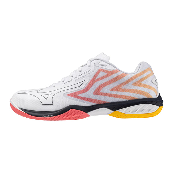 Mizuno Badminton Shoes Wave Claw EL 2 White/ Baritone Blue/ Calypso Coral