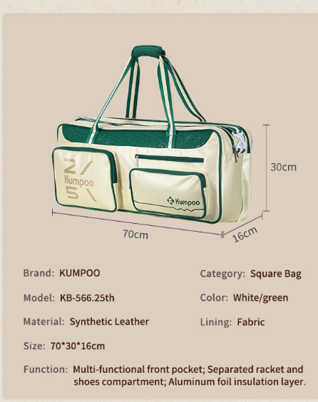 KUMPOO SQUARE BAG KB-566.25TH PEARLESCENT WHITE/GREEN