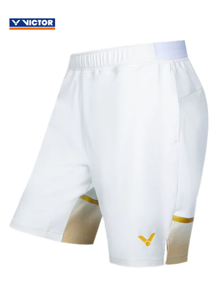 VICTOR x LZJ Collection R-55201 AW Platinum White/Gold unisex knitted shorts