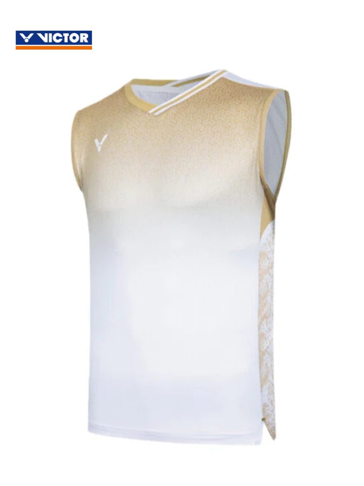 VICTOR x LZJ Collection T-55003 W Gold unisex knitted sleeveless top