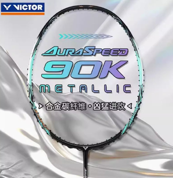 (EOFY SALE) Victor AuraSpeed 90K Metallic Badminton Racquet 3UG5 Silver/Green