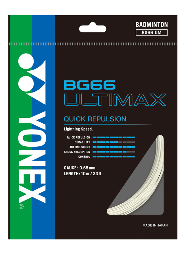 Yonex String BG 66 Ultimax Metallic White Single Pack 10M