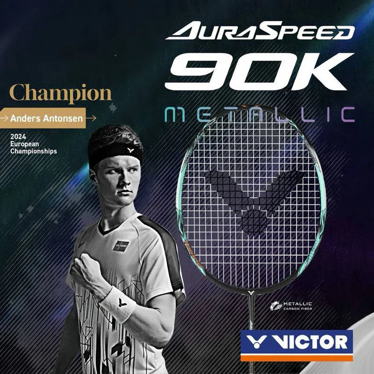 (EOFY SALE) Victor Auraspeed 90K Metallic Badminton Racquet 4UG5 Silver/Green